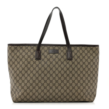 Gucci GG Supreme Monogram Large Zippered Shopping Tote Brown 1 of 11