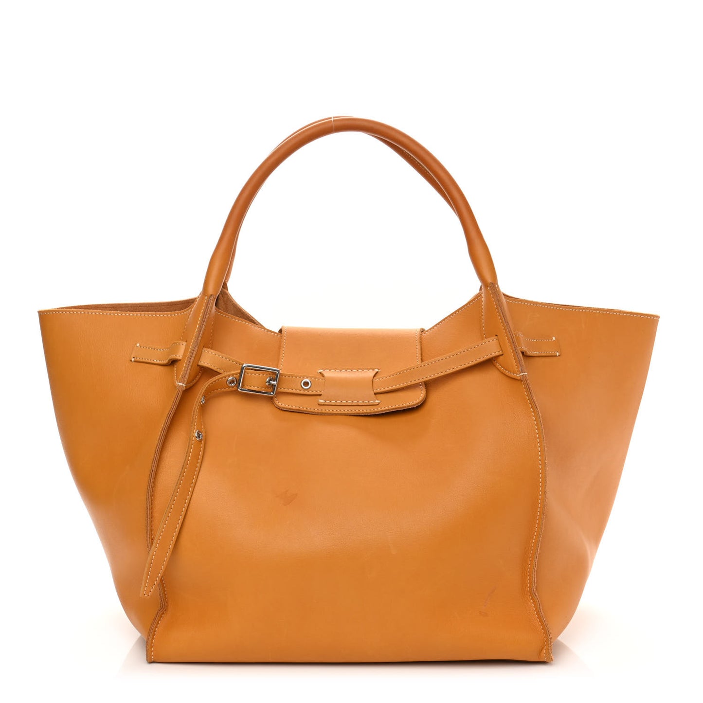 Soft Bare Calfskin Medium Big Bag Dark Yellow
