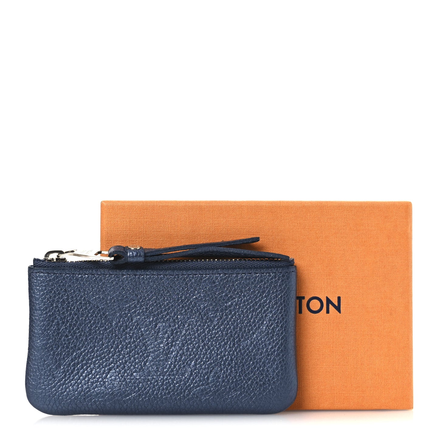 Metallic Empreinte Monogram Giant Key Pouch Navy Nacre