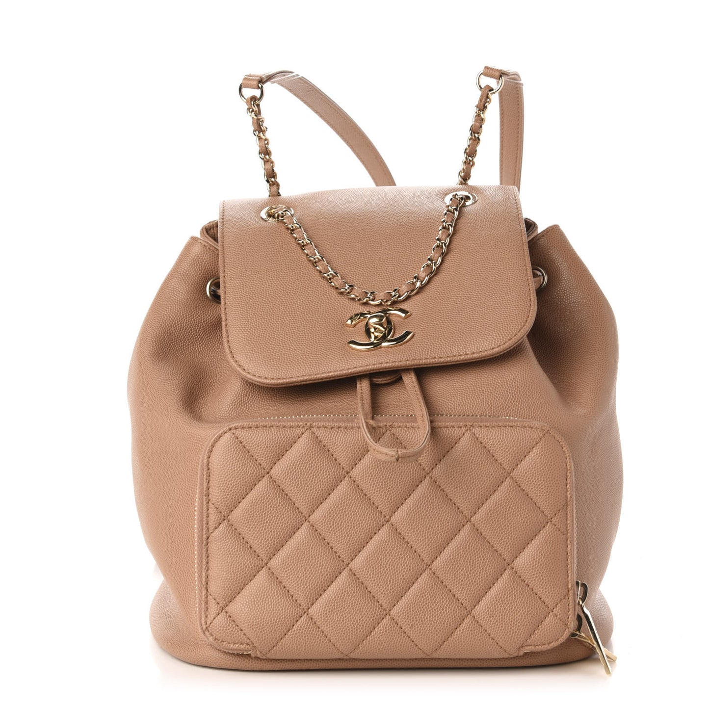 Caviar Quilted Business Affinity Backpack Beige