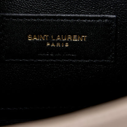 Saint Laurent Grain De Poudre Textured Mixed Matelasse Triquilt Small Monogram Satchel Greyish Brown 7 of 12