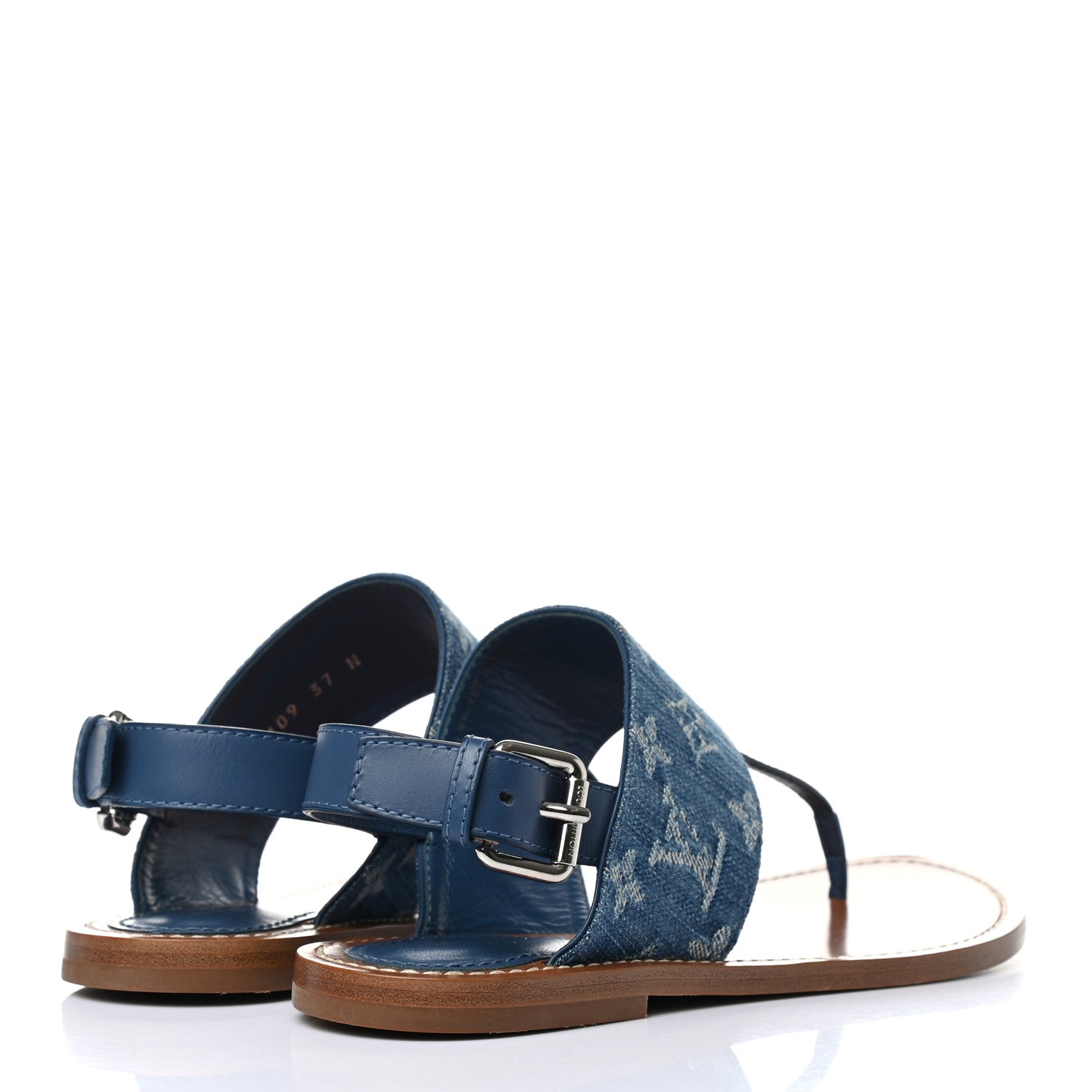 Louis Vuitton Monogram Denim Starboard Flat Thong Sandal 37 Blue 4 of 8