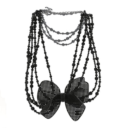 Chanel Crystal Beaded CC Bow Multi Strand Necklace Black 3 of 7