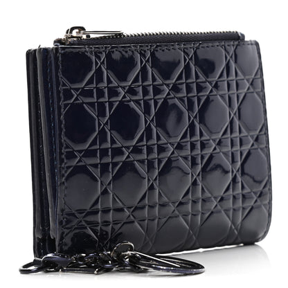 Christian Dior Patent Cannage Lady Dior Eden Wallet Navy Blue 3 of 11