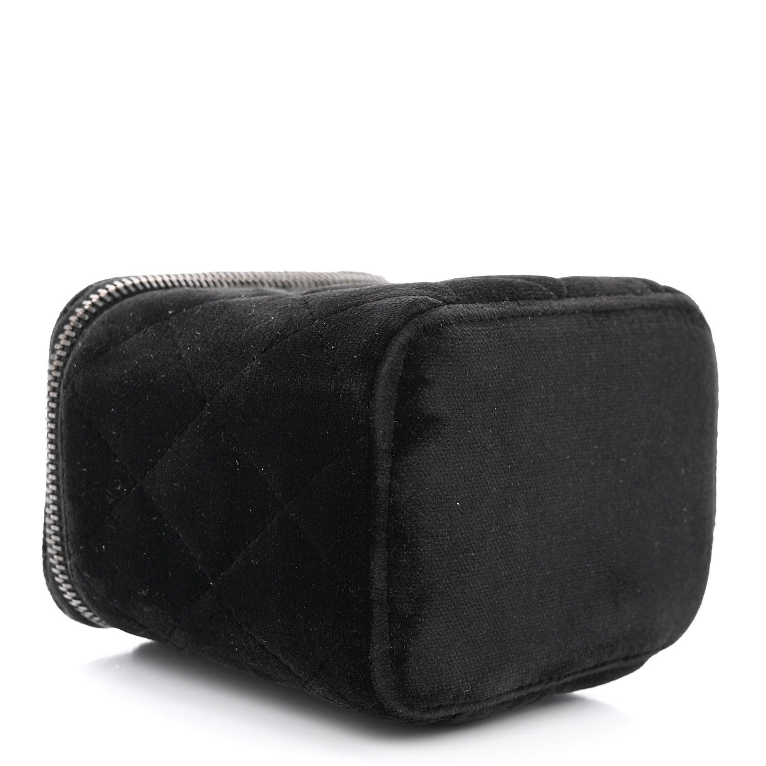 Chanel Velvet Quilted Mini Vanity Case With Chain Black 4 of 11
