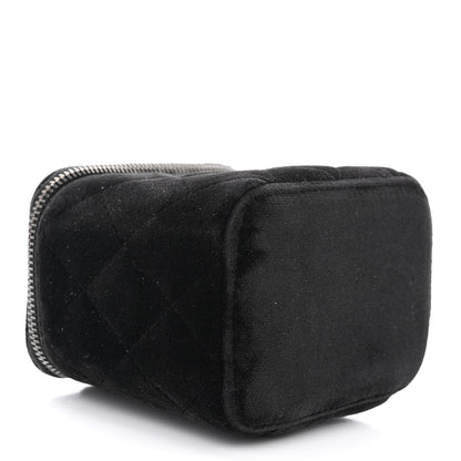 Chanel Velvet Quilted Mini Vanity Case With Chain Black 4 of 11