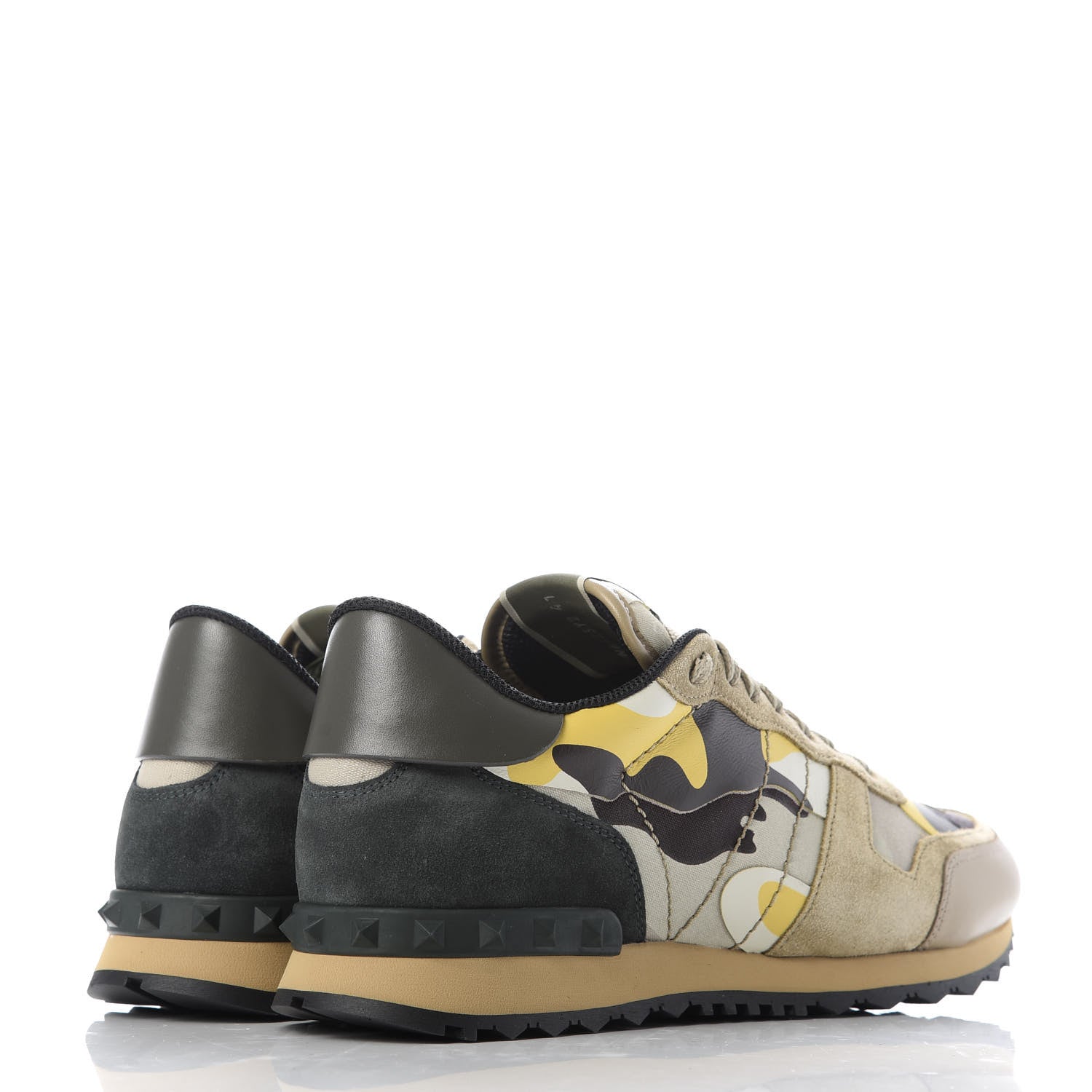 Valentino Garavani Nappa Suede Camouflage Mens Rockrunner Sneakers 41 Yellow Multicolor 4 of 10