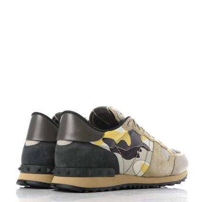 Valentino Garavani Nappa Suede Camouflage Mens Rockrunner Sneakers 41 Yellow Multicolor 4 of 10