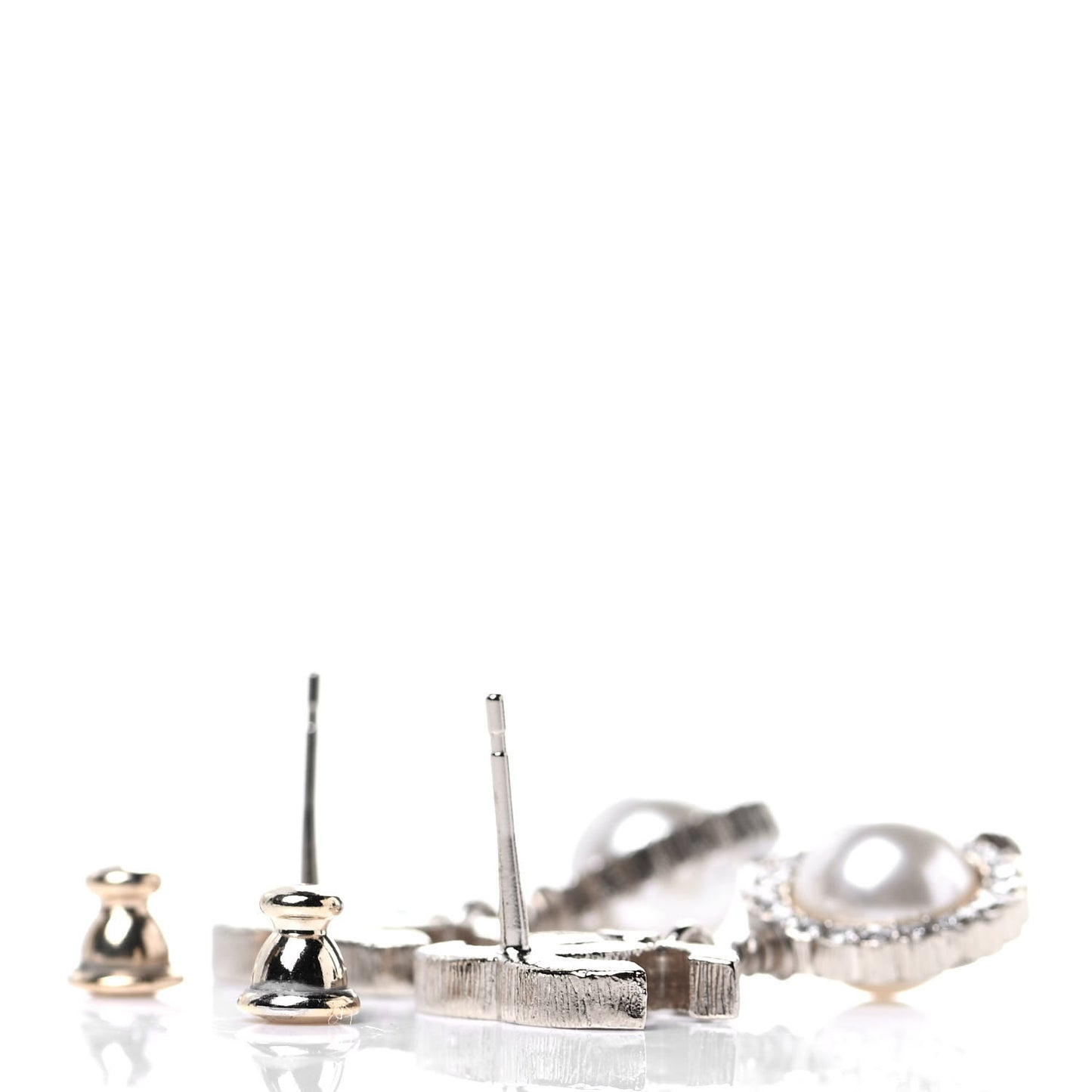 Crystal Pearl CC Drop Earrings Silver