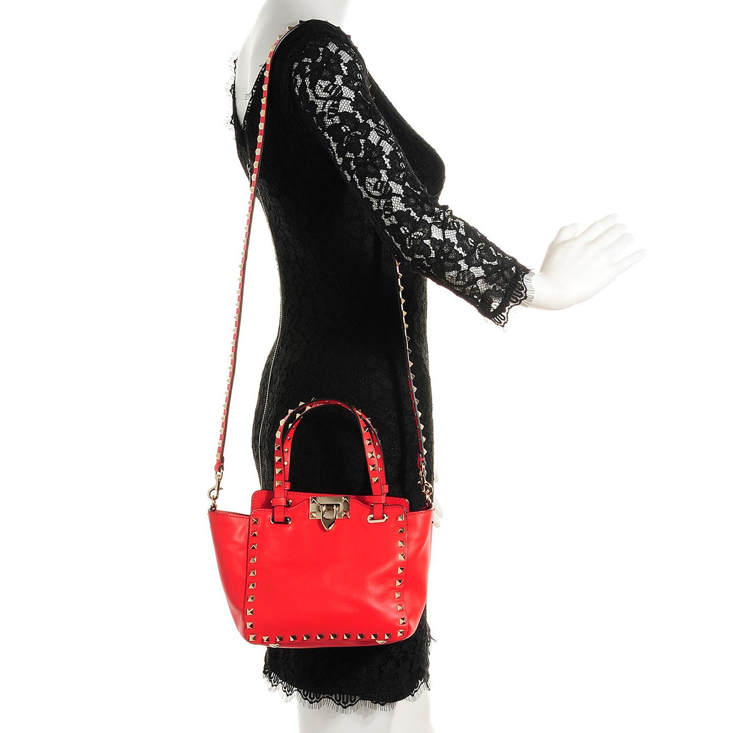 Vitello Mini Rockstud Tote Deep Orange