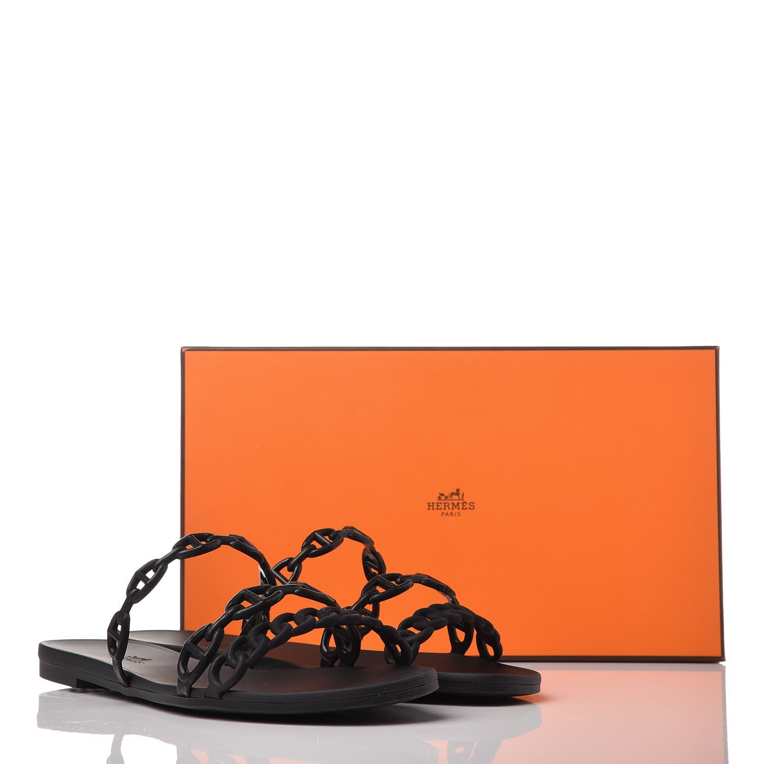 Hermes Rubber Chaine d'Ancre Rivage Sandals 38 Black 8 of 8