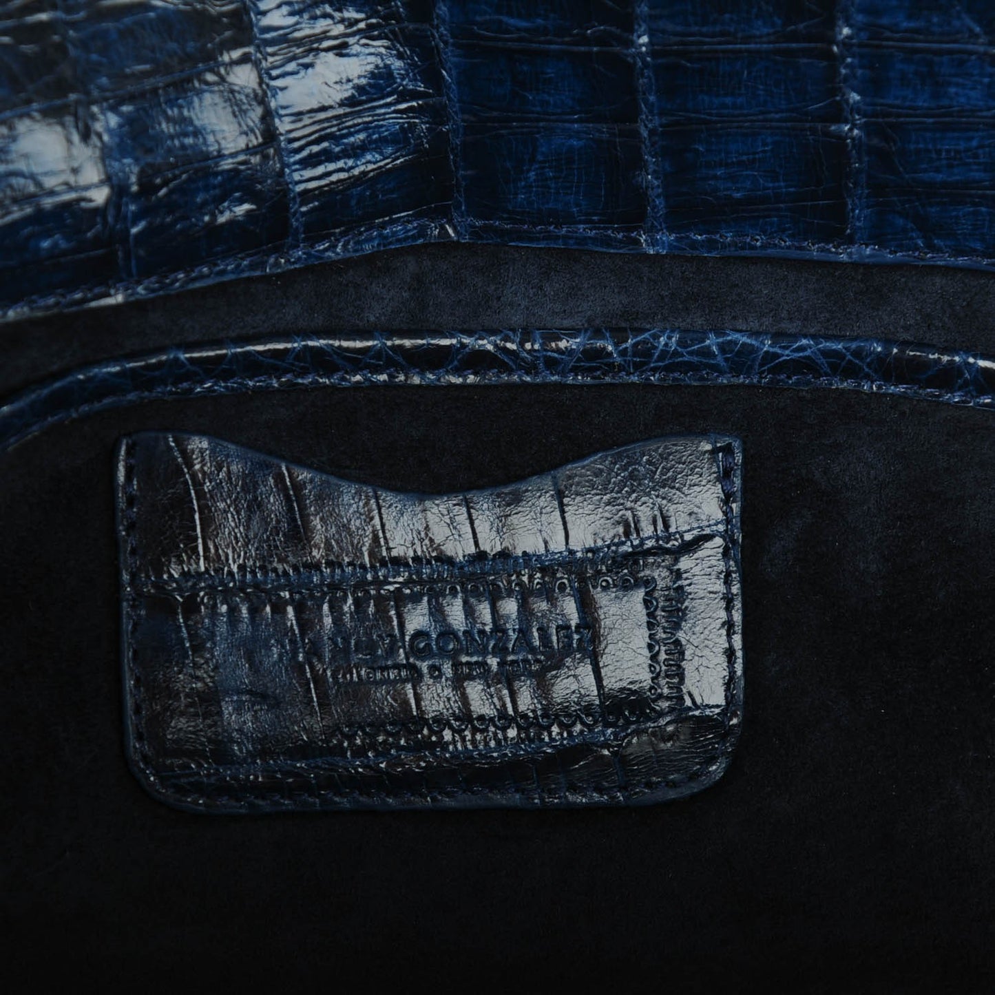 Glossy Crocodile Foldover Clutch Blue