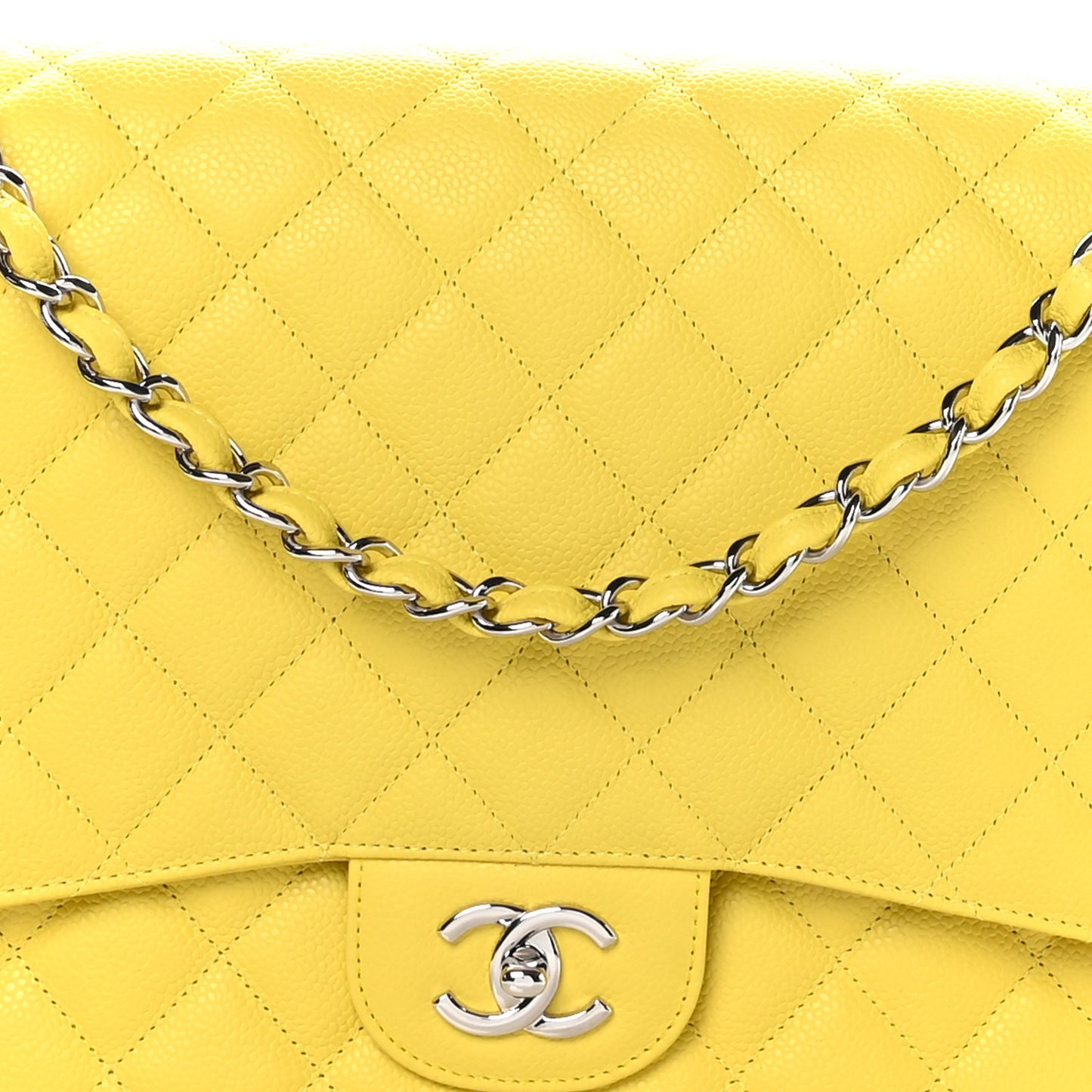 Caviar Quilted Maxi Single Flap Yellow