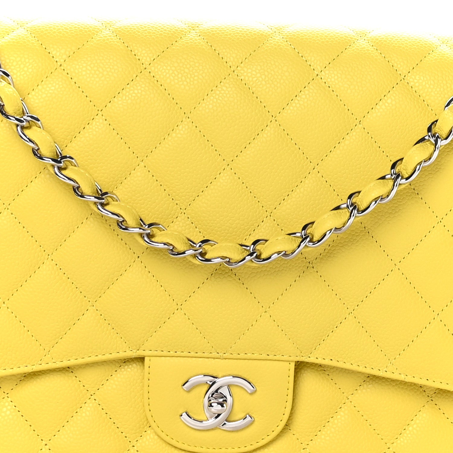 Chanel Caviar Quilted Maxi Single Flap Yellow 9 of 12