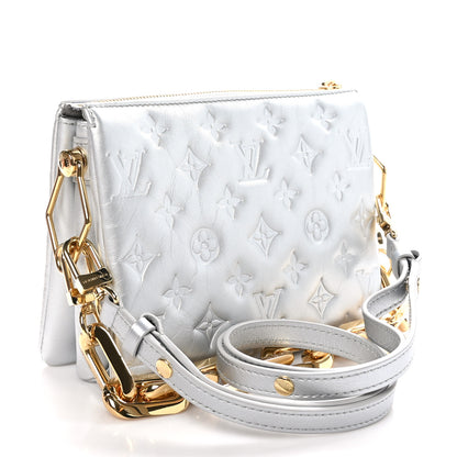 Louis Vuitton Lambskin Embossed Monogram Coussin BB Silver 3 of 10