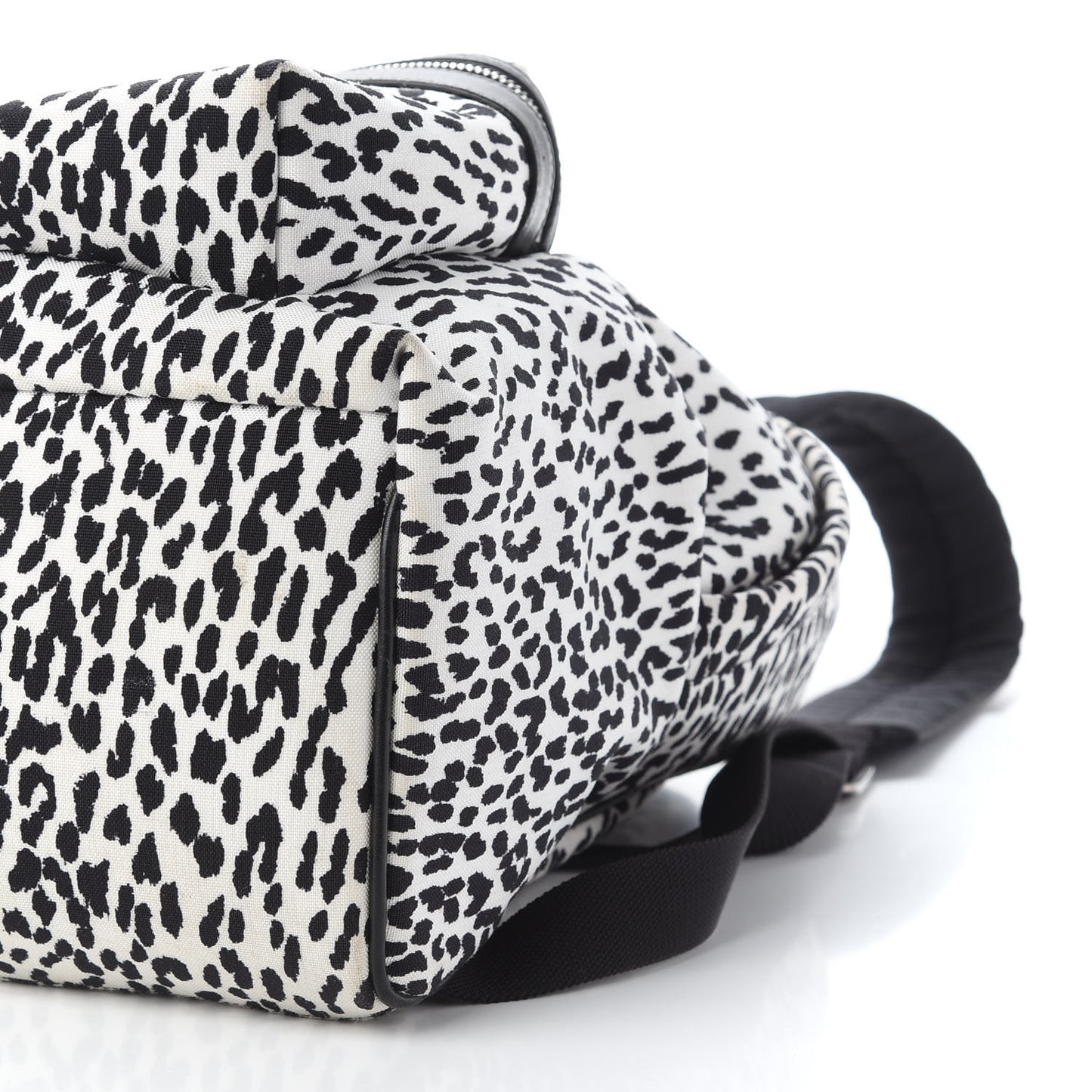 Printed Canvas Leopard Print Hunting Backpack White Black
