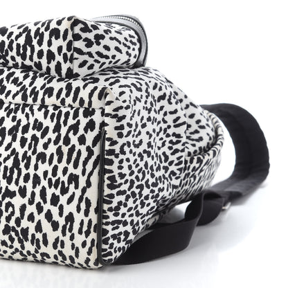 Saint Laurent Printed Canvas Leopard Print Hunting Backpack White Black 8 of 8