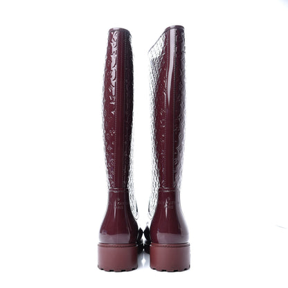 Louis Vuitton Rubber Embossed Monogram Splash Rain Boots 37 Burgundy 5 of 9