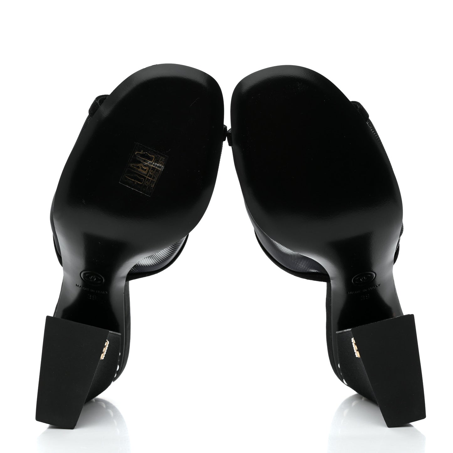 Mesh Suede Calfskin Pearl Mule 39 Black