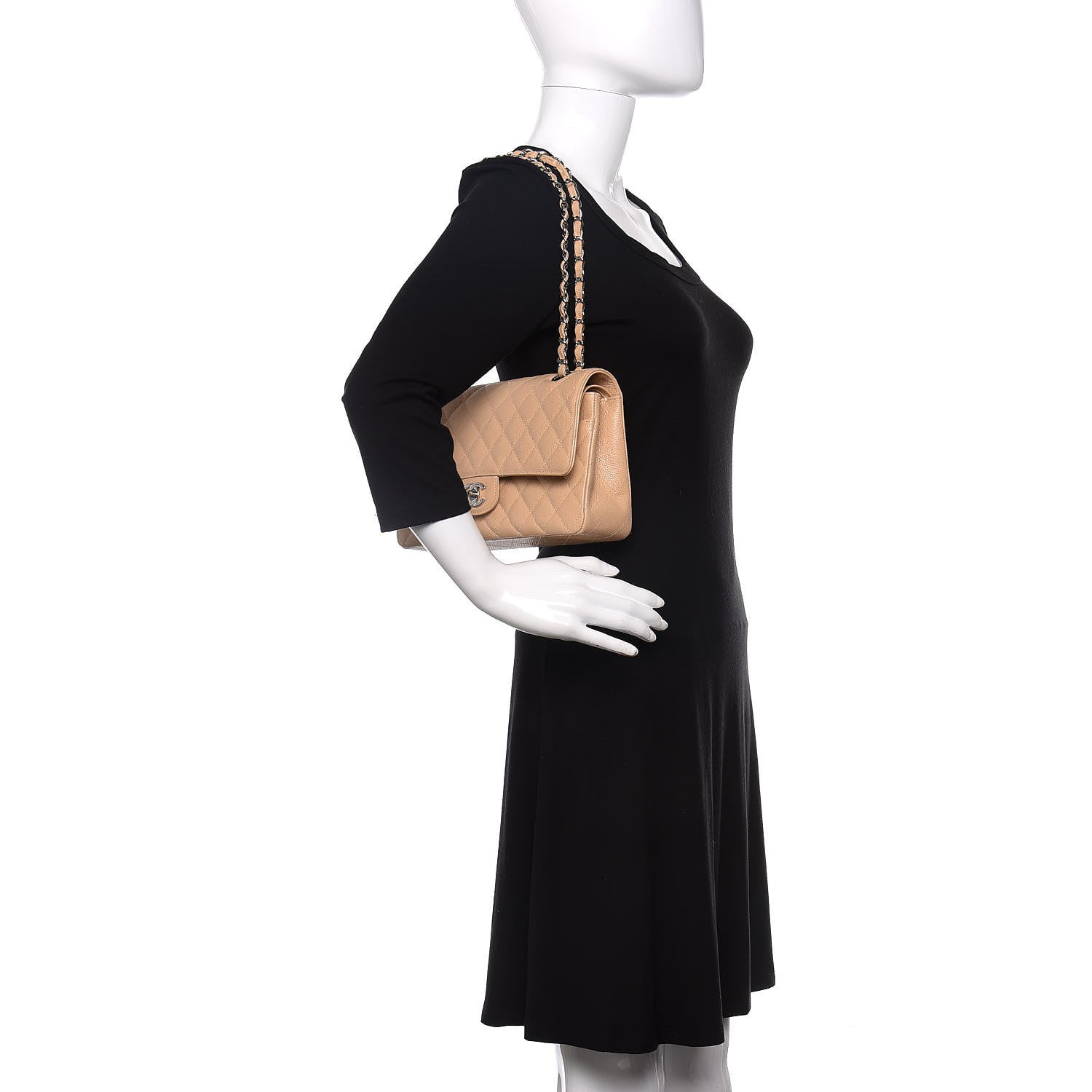 Chanel Caviar Quilted Medium Double Flap Beige 2 of 10