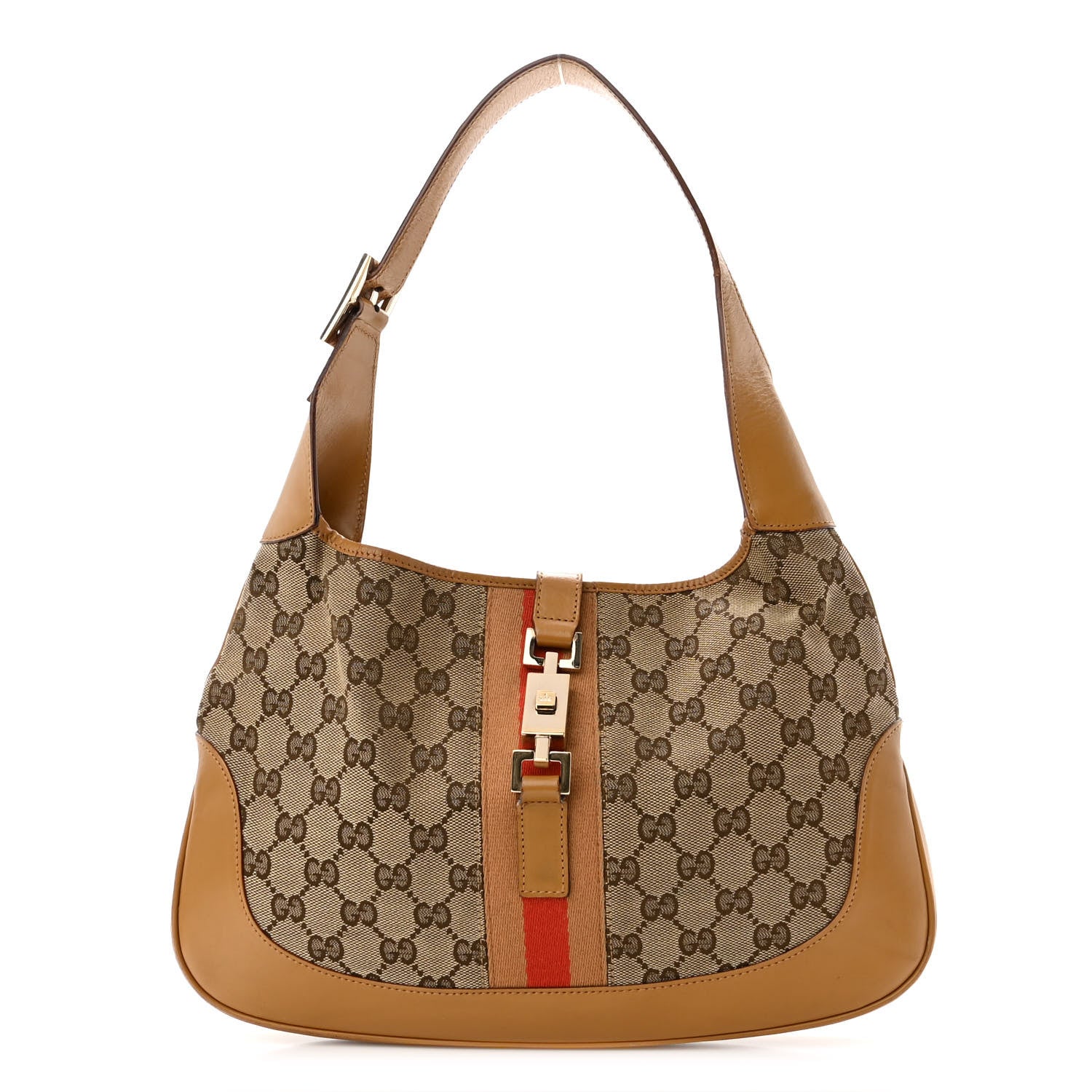 Gucci Monogram Web Jackie O Hobo Tan 1 of 16