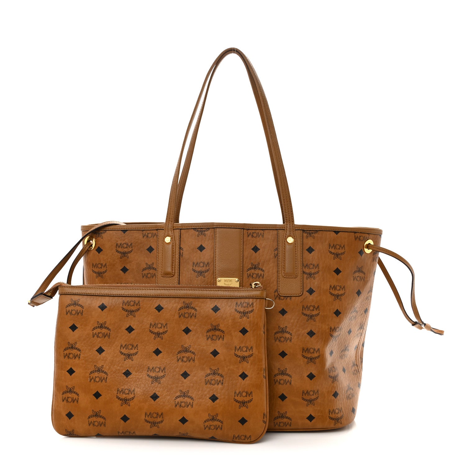 MCM Visetos Medium Project Reversible Shopper Tote Cognac 1 of 12