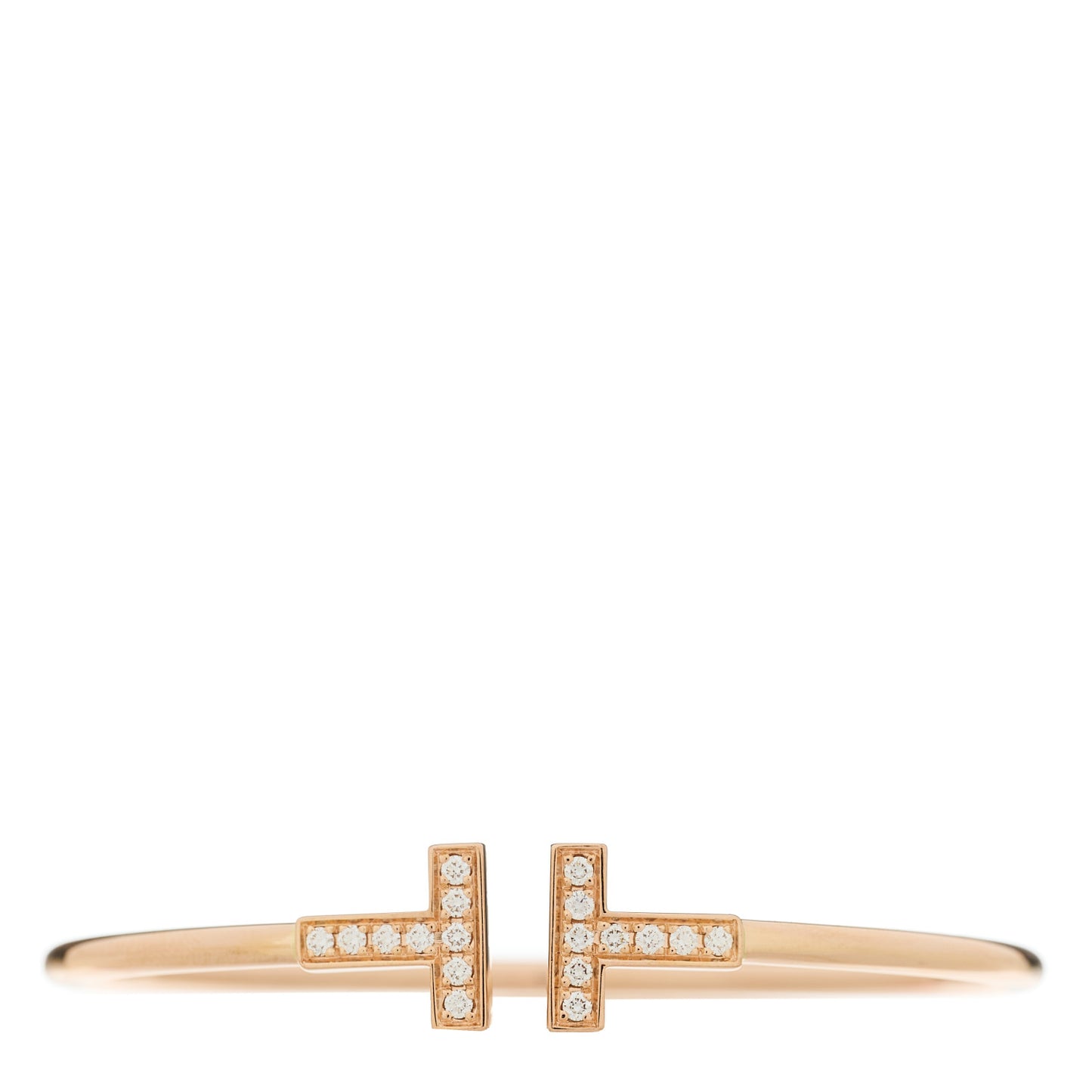 18K Rose Gold Diamond T Wire Bracelet