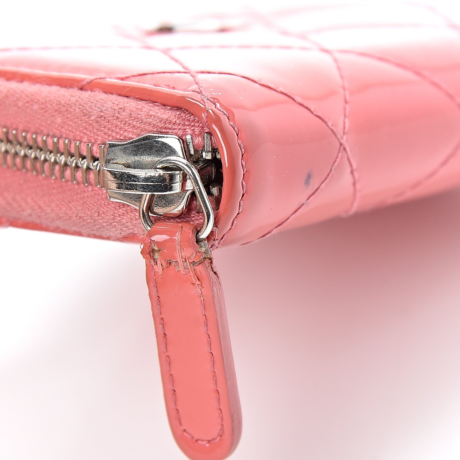 Chanel Patent Calfskin Quilted Zip Coin Purse Pink 14 of 16