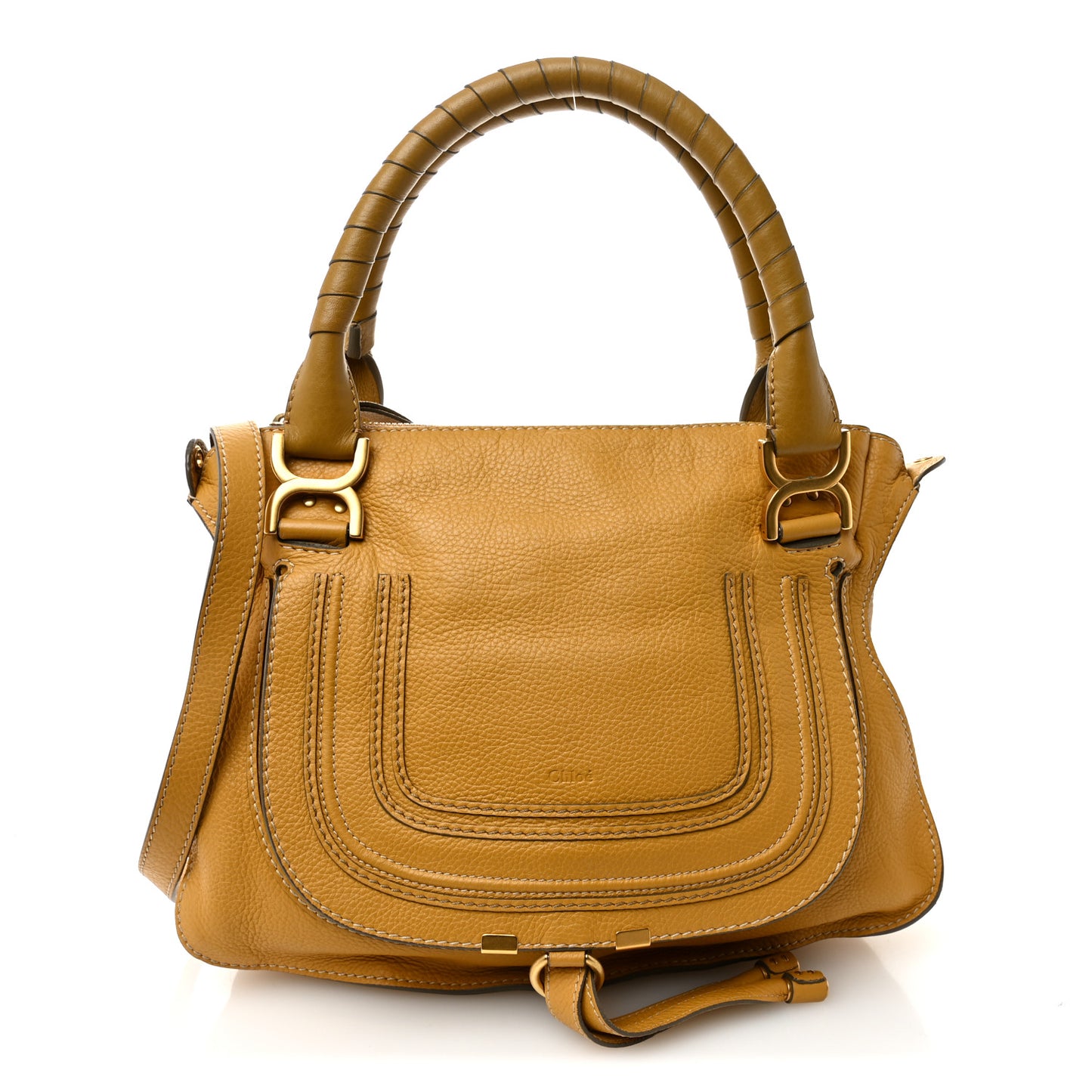 Calfskin Medium Marcie Satchel Curry Yellow