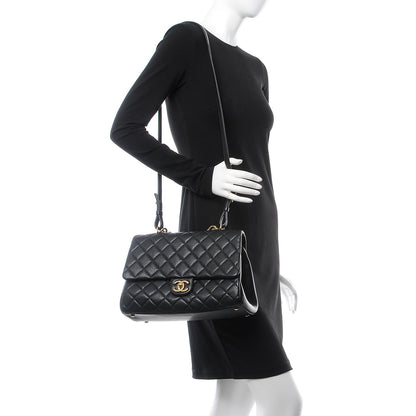Chanel Shiny Sheepskin Quilted Large Trapezio Flap Black 2 of 10