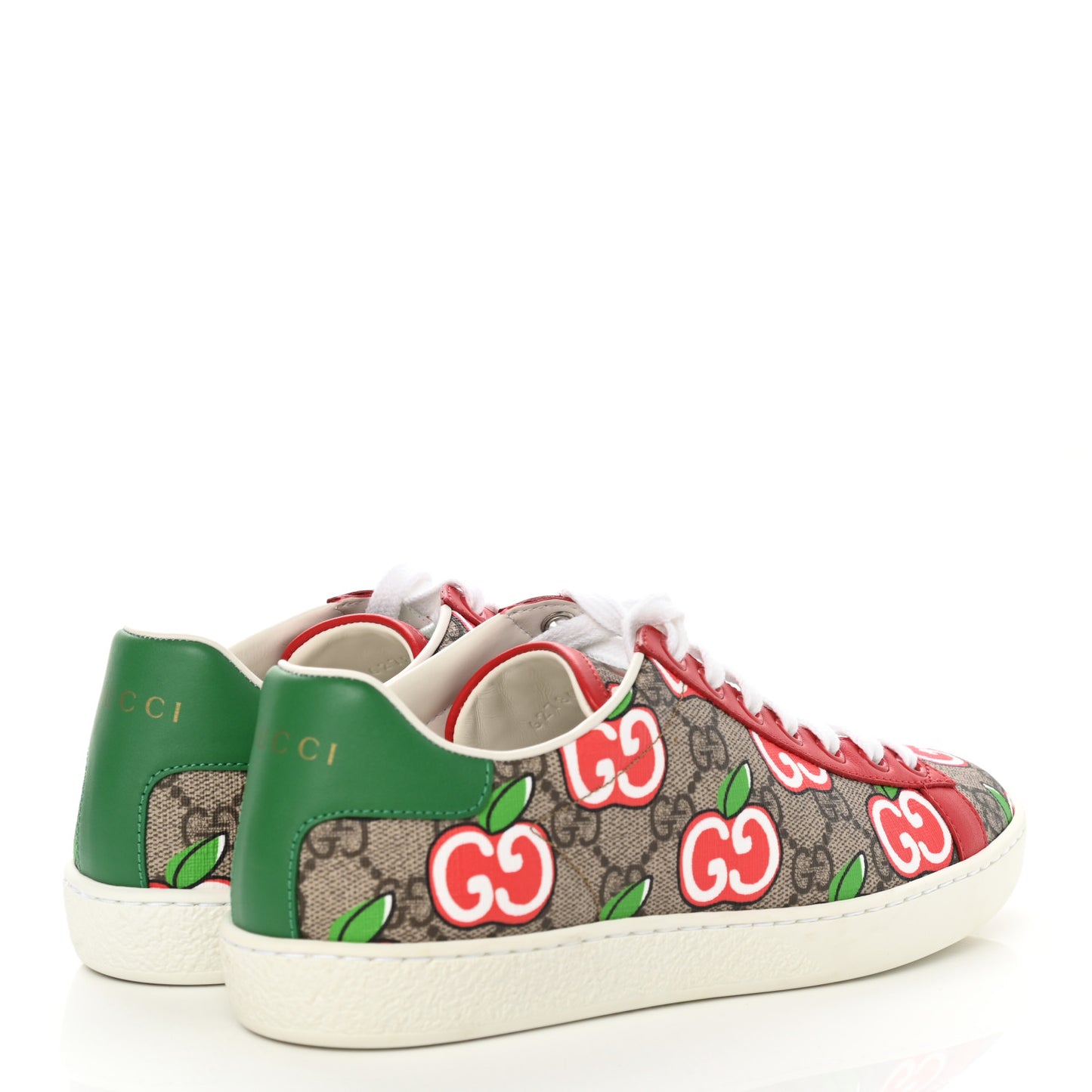 GG Supreme Monogram Apple Womens Ace Sneakers 35.5 Red