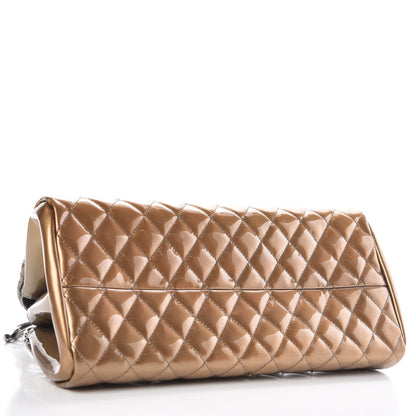 Chanel Metallic Patent Quilted Medium Just Mademoiselle Bowling Bag Gold Degrade 4 of 9