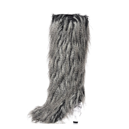 Chanel Fantasy Fur Icicle Heel Mukluks 39 Boots Gray 1 of 8