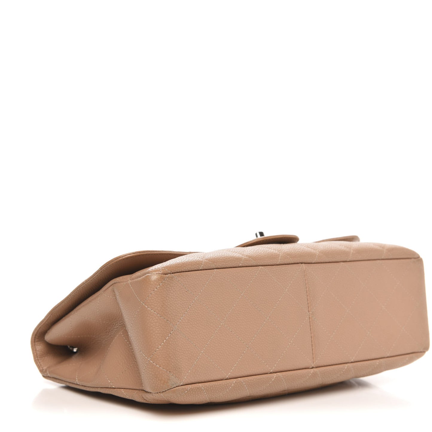 Caviar Quilted Jumbo Single Flap Beige