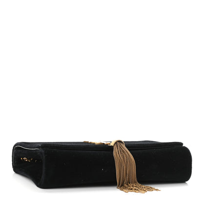 Saint Laurent Velvet Small Monogram Kate Tassel Shoulder Bag Black 4 of 11