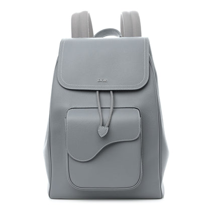Christian Dior Grained Calfskin Saddle Drawstring Backpack Deep Grey 1 of 10