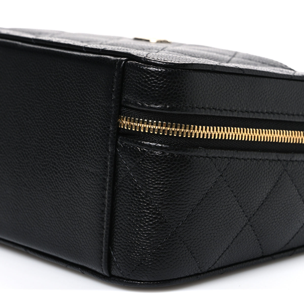 Caviar Quilted Top Handle Vanity With Chain Black