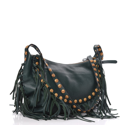 Valentino Garavani Grained Calfskin C-Rockee Fringe Hobo Light Emerald 3 of 10