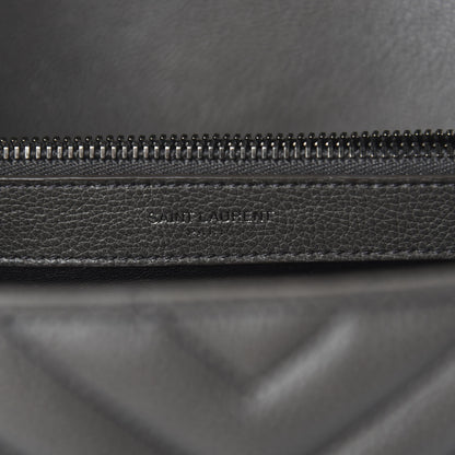 Saint Laurent Sheepskin Matelasse Chevron Monogram Large College Satchel Dark Anthracite 11 of 14