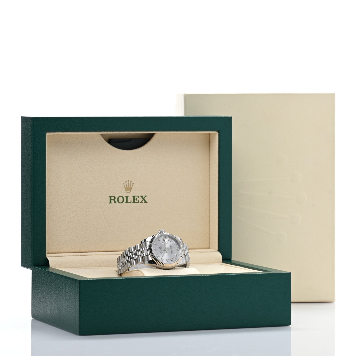 Rolex Stainless Steel 18K White Gold 31mm Oyster Perpetual Datejust Watch Silver Roman 178274 5 of 5