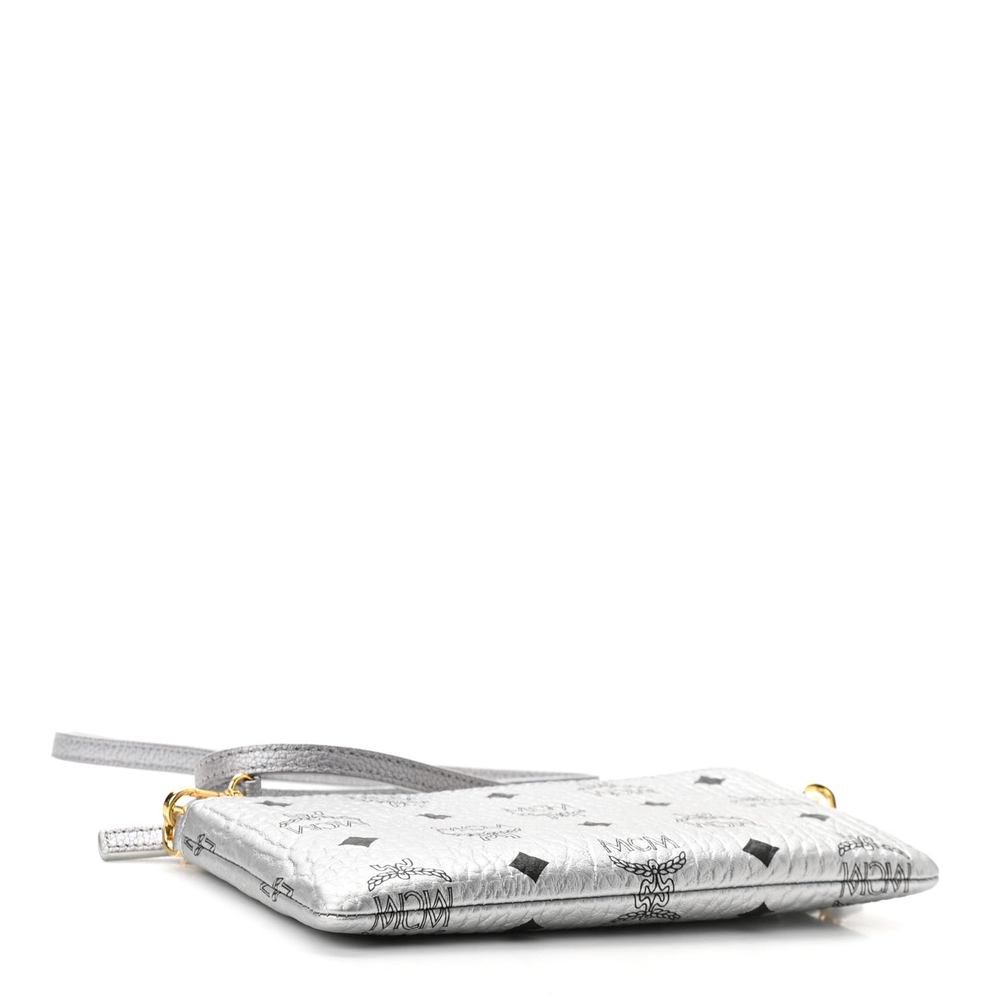 Metallic Visetos Crossbody Tech Pouch Silver