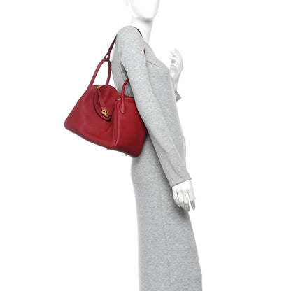 Hermes Taurillon Clemence Lindy 30 Rouge Grenat 2 of 13