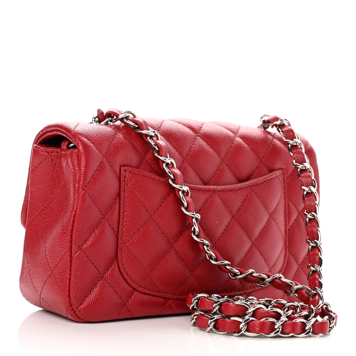 Caviar Quilted Mini Rectangular Flap Red