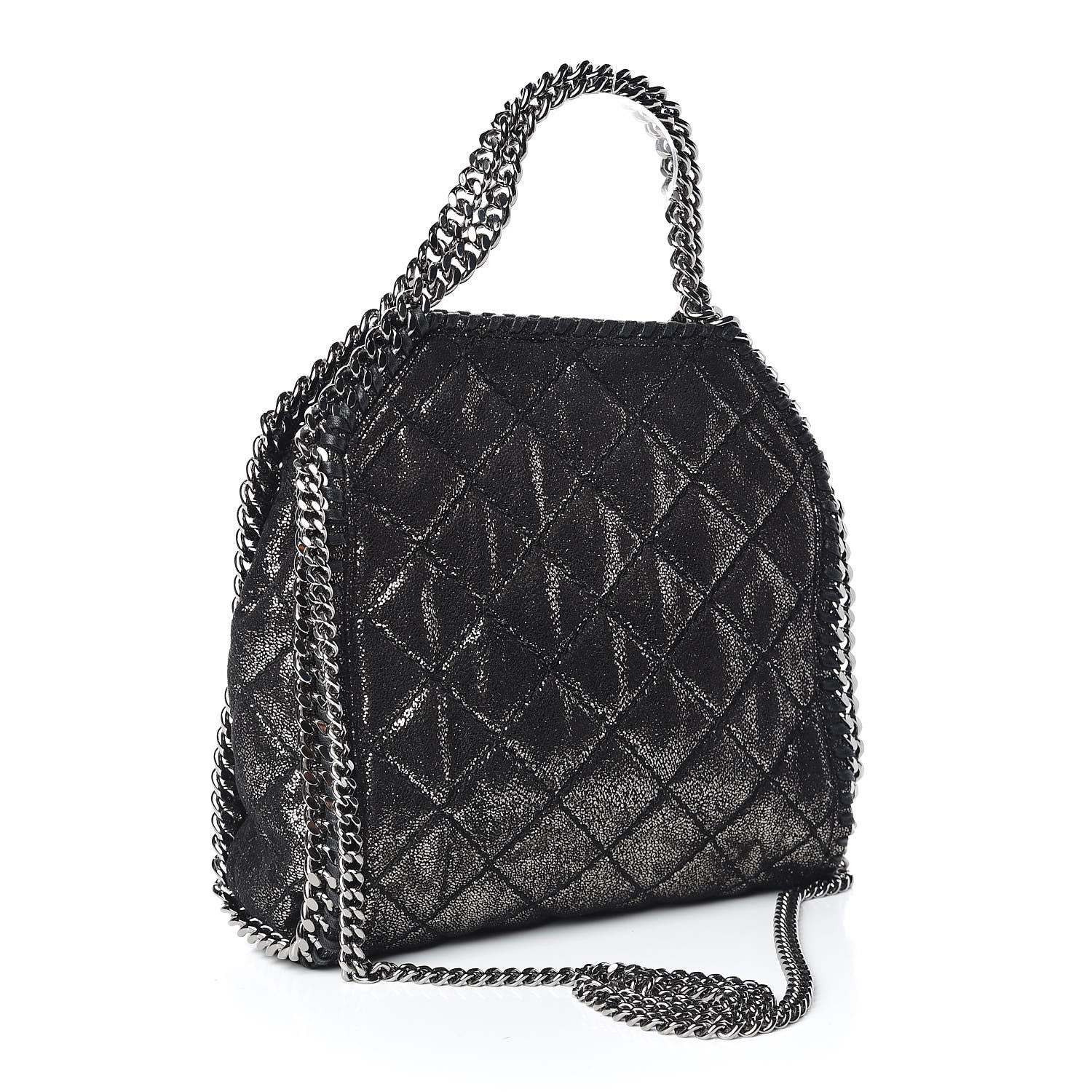 Stella McCartney Chamois Shiny Dotted Quilted Mini Falabella Tote Ruthenium 3 of 10