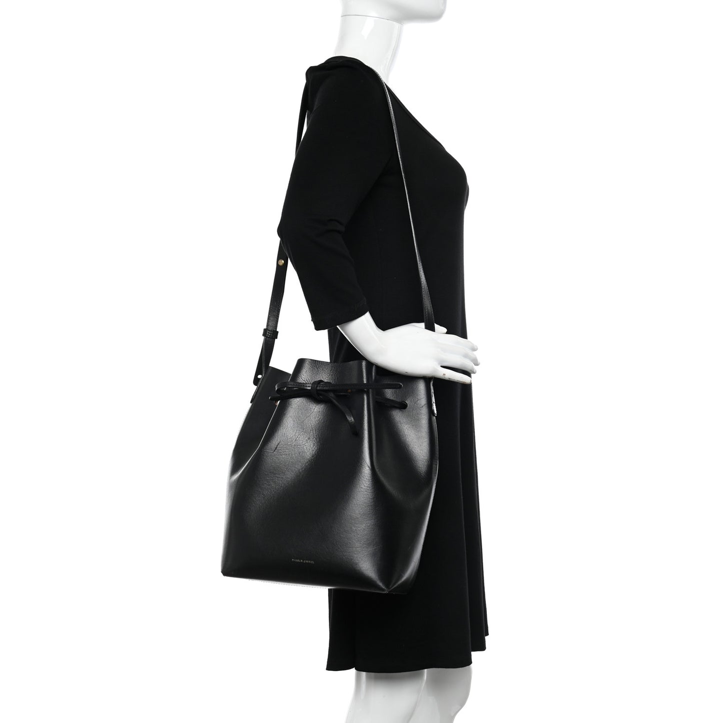 Vegetable Tanned Calfskin Bucket Bag Black Ballerina