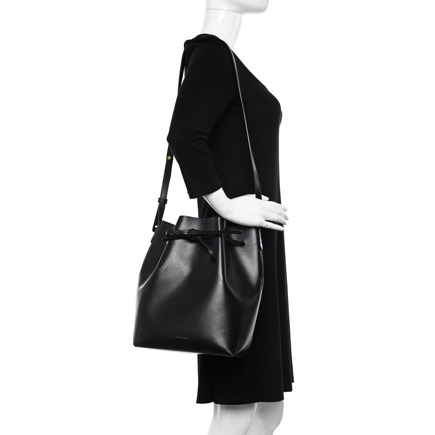 Mansur Gavriel Vegetable Tanned Calfskin Bucket Bag Black Ballerina 2 of 17