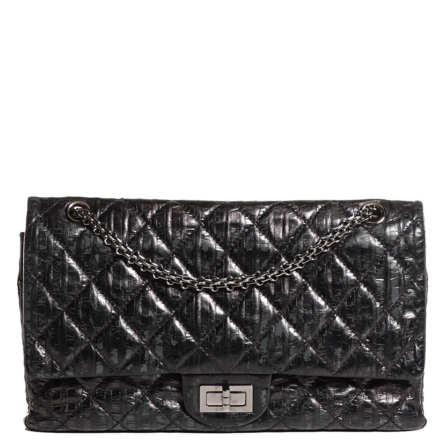 Chanel Metallic Calfskin Striped 2.55 Reissue 227 Flap Black 1 of 8