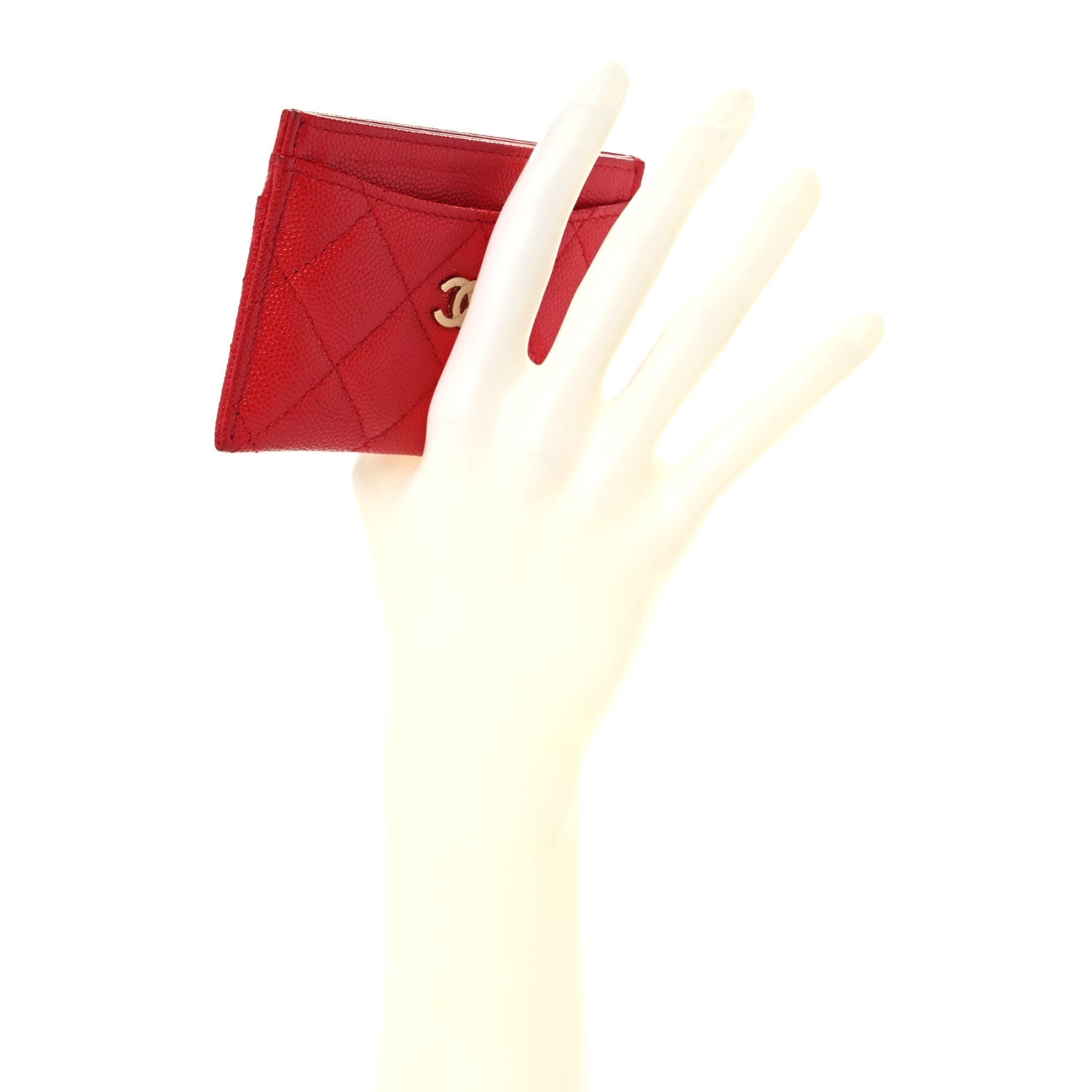 Chanel Caviar Quilted Card Holder Red 2 of 13