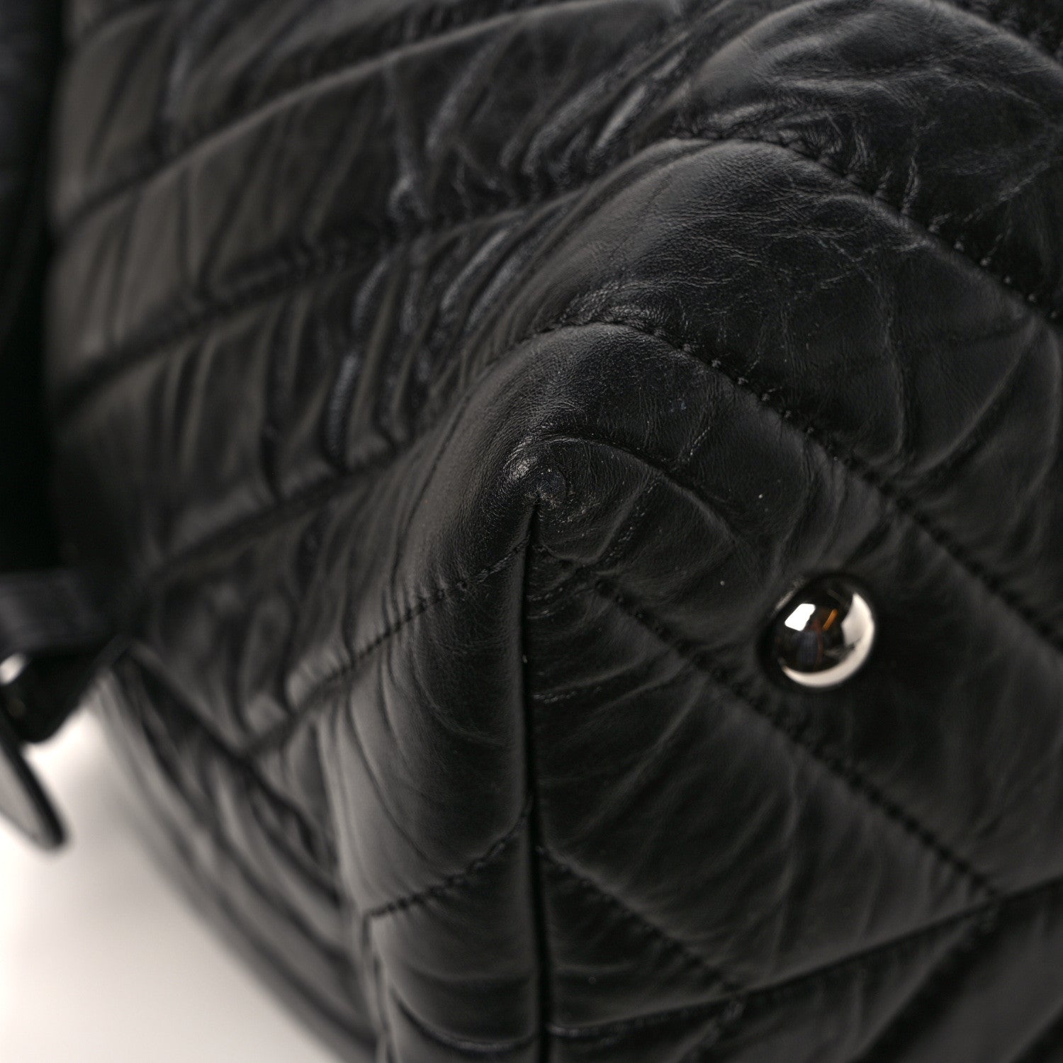 Chanel Aged Calfskin Chevron Quilted Duffle Bag Black 10 of 11