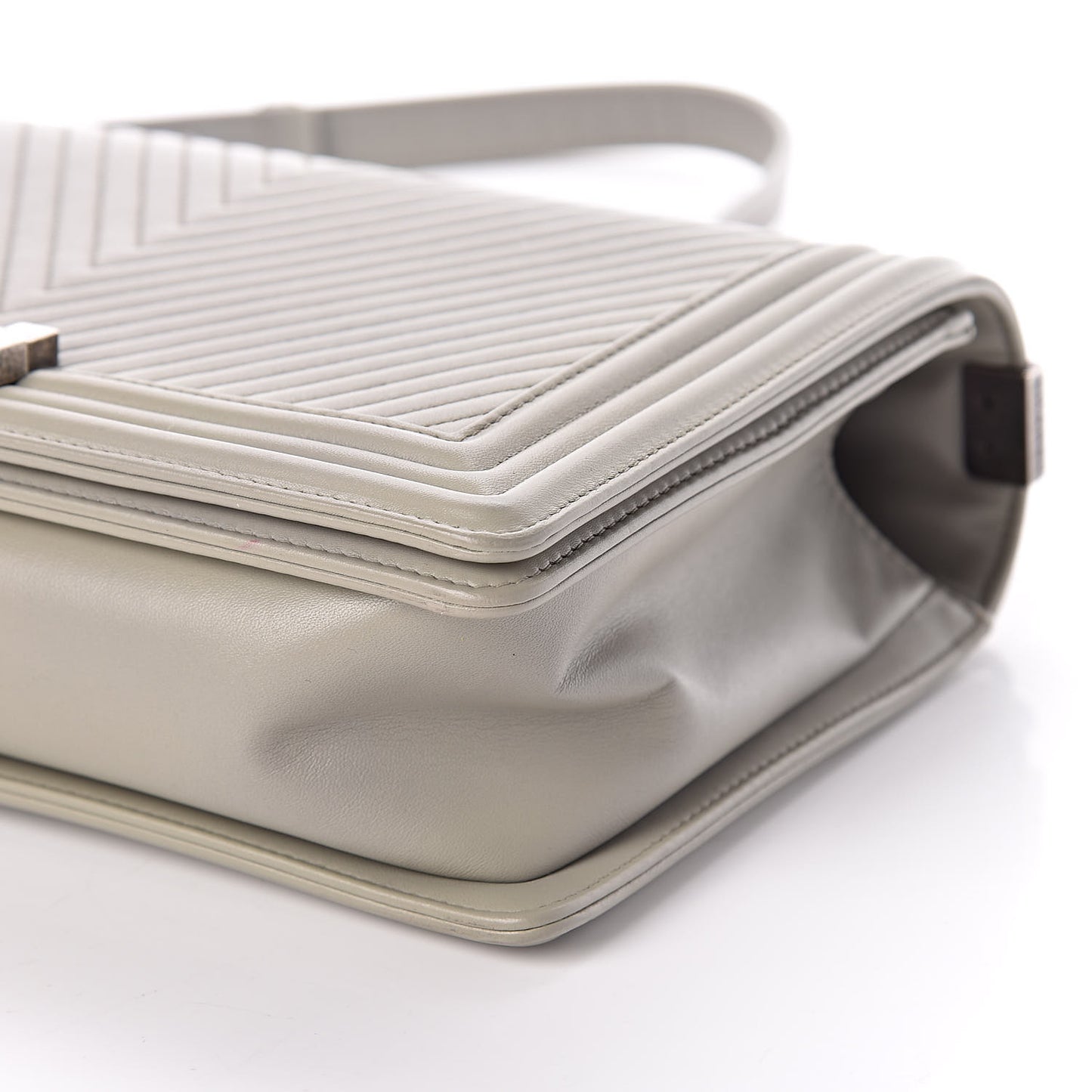 Calfskin Chevron Quilted New Medium Boy Flap Grey